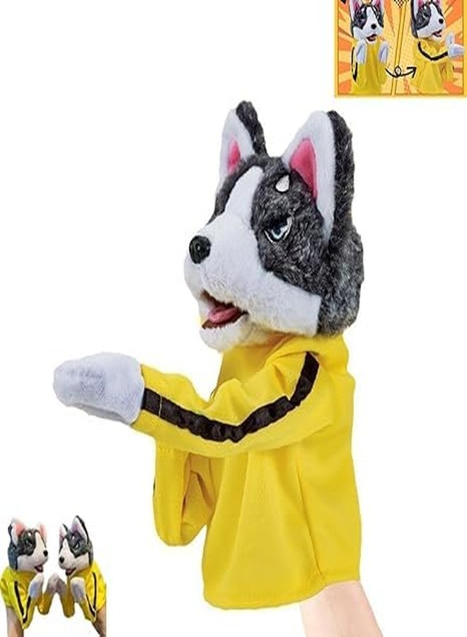 BITTZOOT دمية كلب هاسكي بقفازات لعبة كونغ فو من بيتزوت، ألعاب قطيفة للأطفال، دمية كلب يدوية جديدة لعام 2024، لعبة جرو كونغ فو حركية، دمية ملاكمة يدوية تفاعلية، هدية ممتعة - Image 1